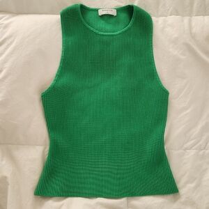 Babaton Kelly Green Ribbed Sleeveless Tank